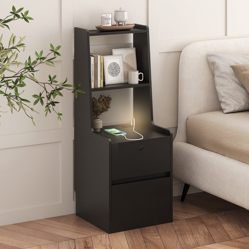Modern Smart Nightstand with Charging Station