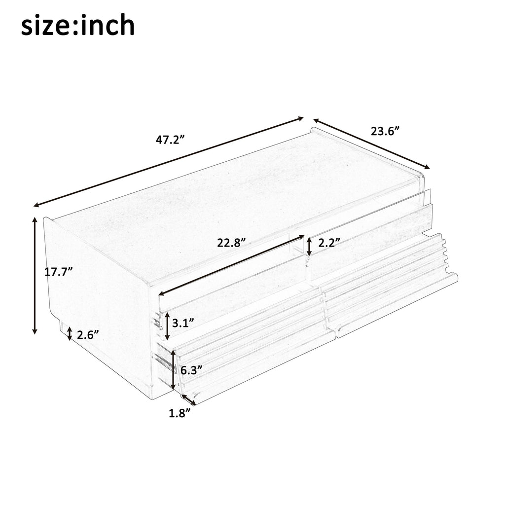 Modern 47.2' Wood Coffee Table with Fluted Style