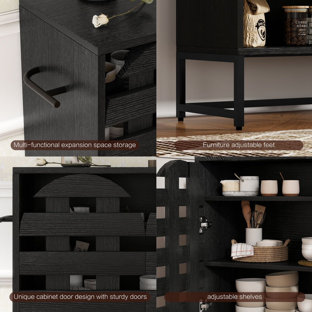 44.49' Black Woven Door Accent Cabinets