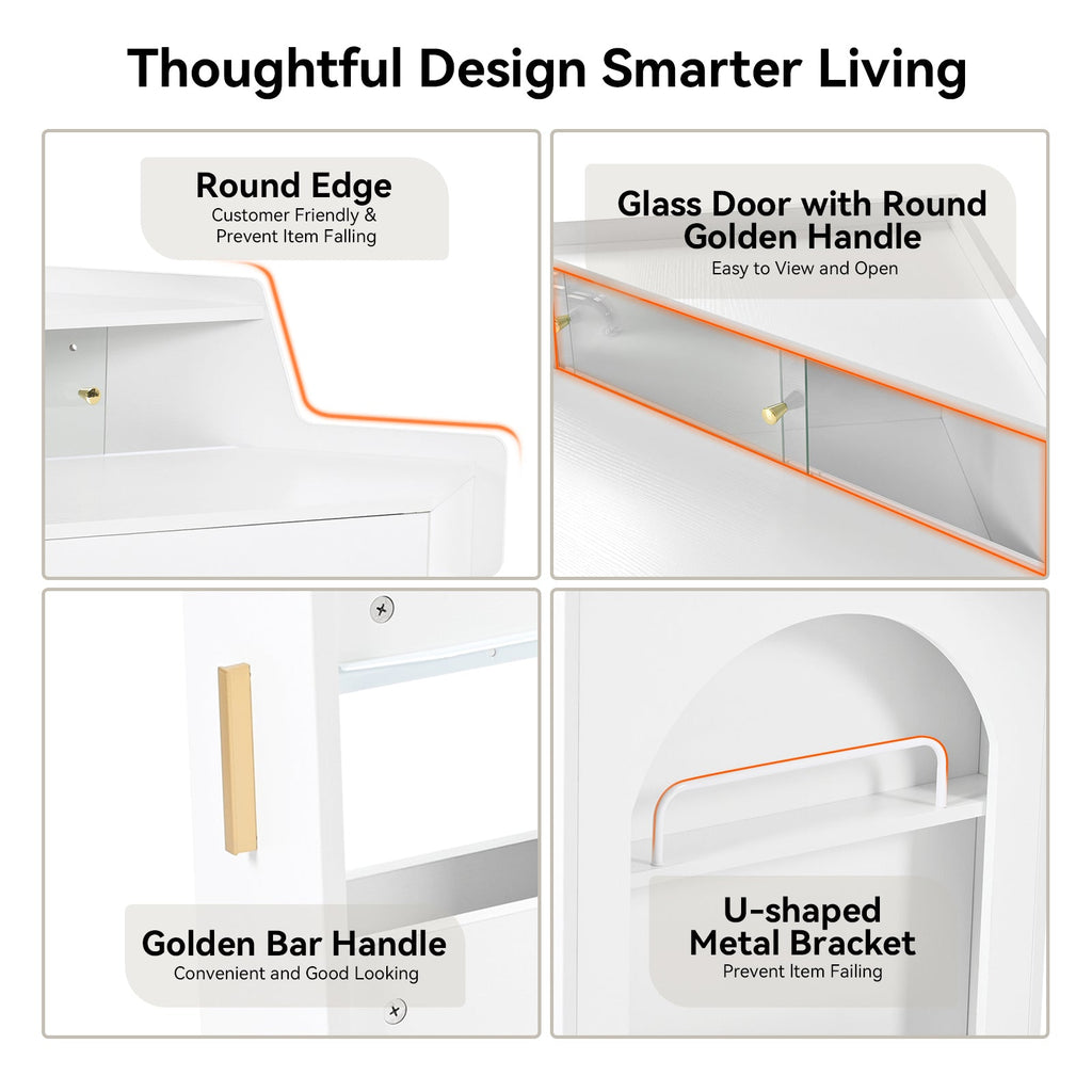 Modern Corner Vanity Set with Mirror and Stool