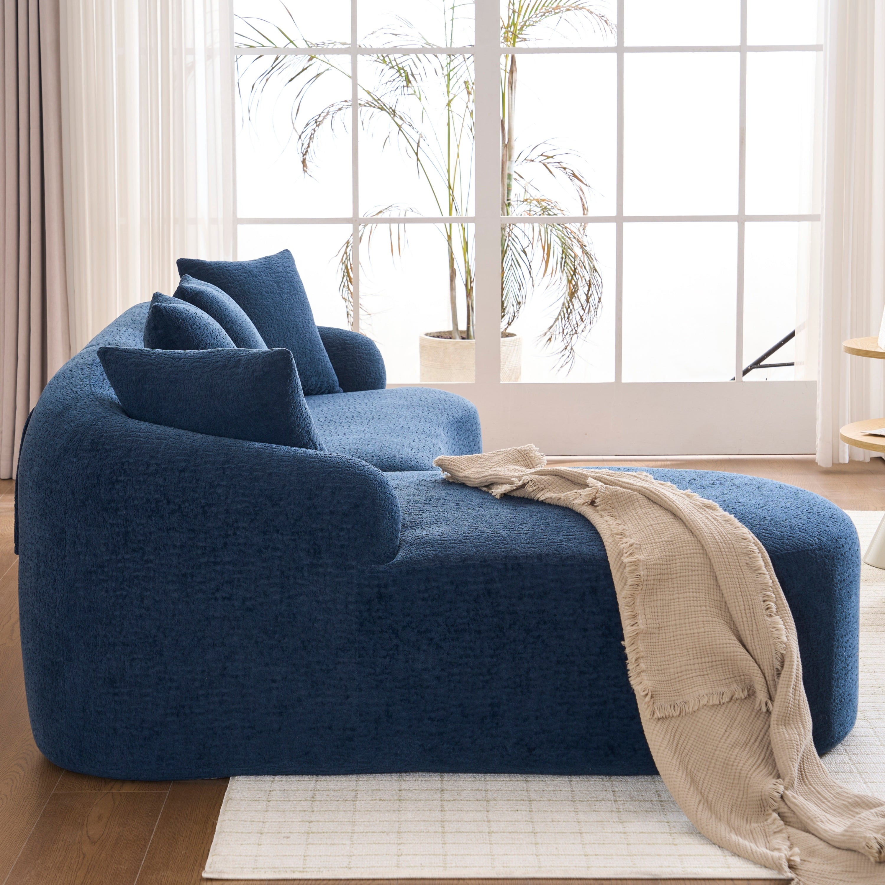 Boneless L-Shape Sectional Sofa with Curved Chaise