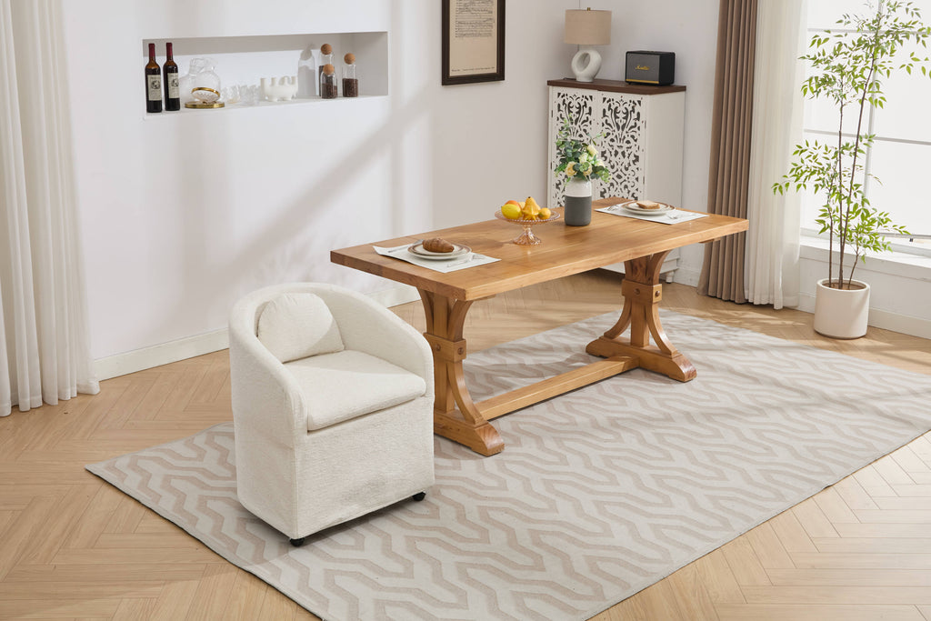 Modern Chenille Fabric Dining Armchair with Back Cushion