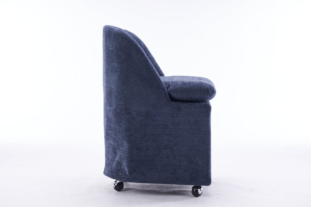 Chenille Fabric Dining Chairs with Universal Wheels