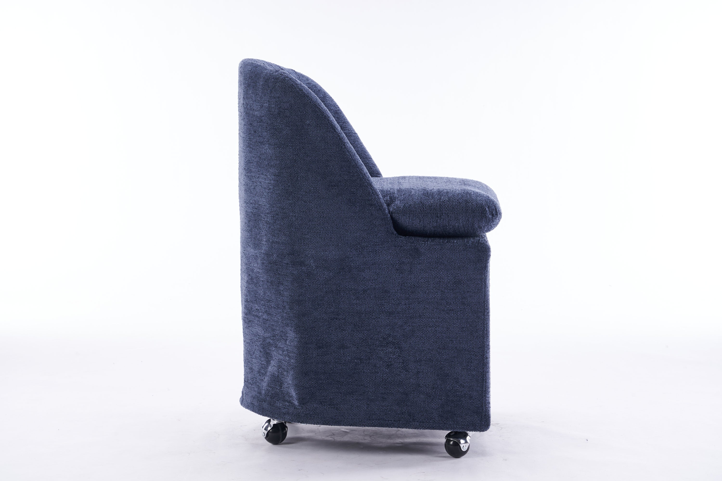 Chenille Fabric Dining Chairs with Universal Wheels