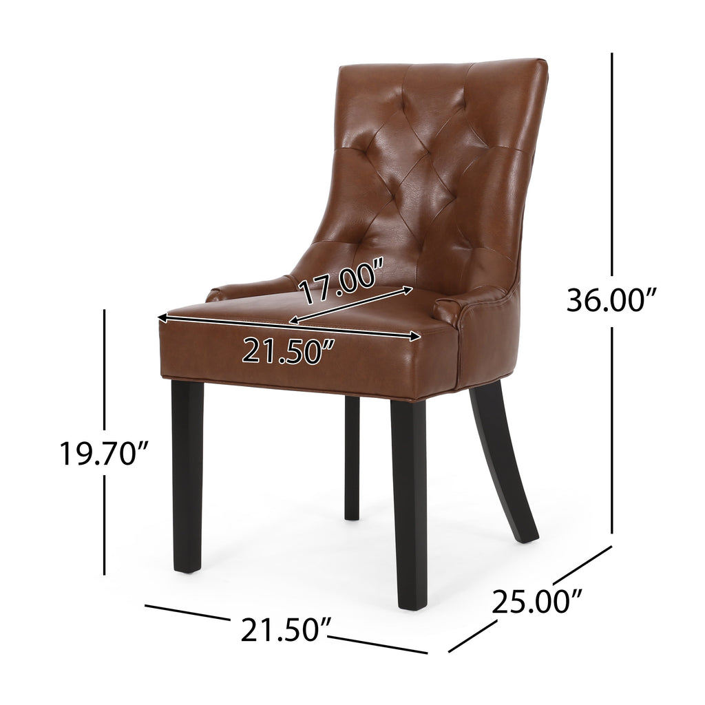 Contemporary  Light Brown PU Dining Chair (Set of 2)