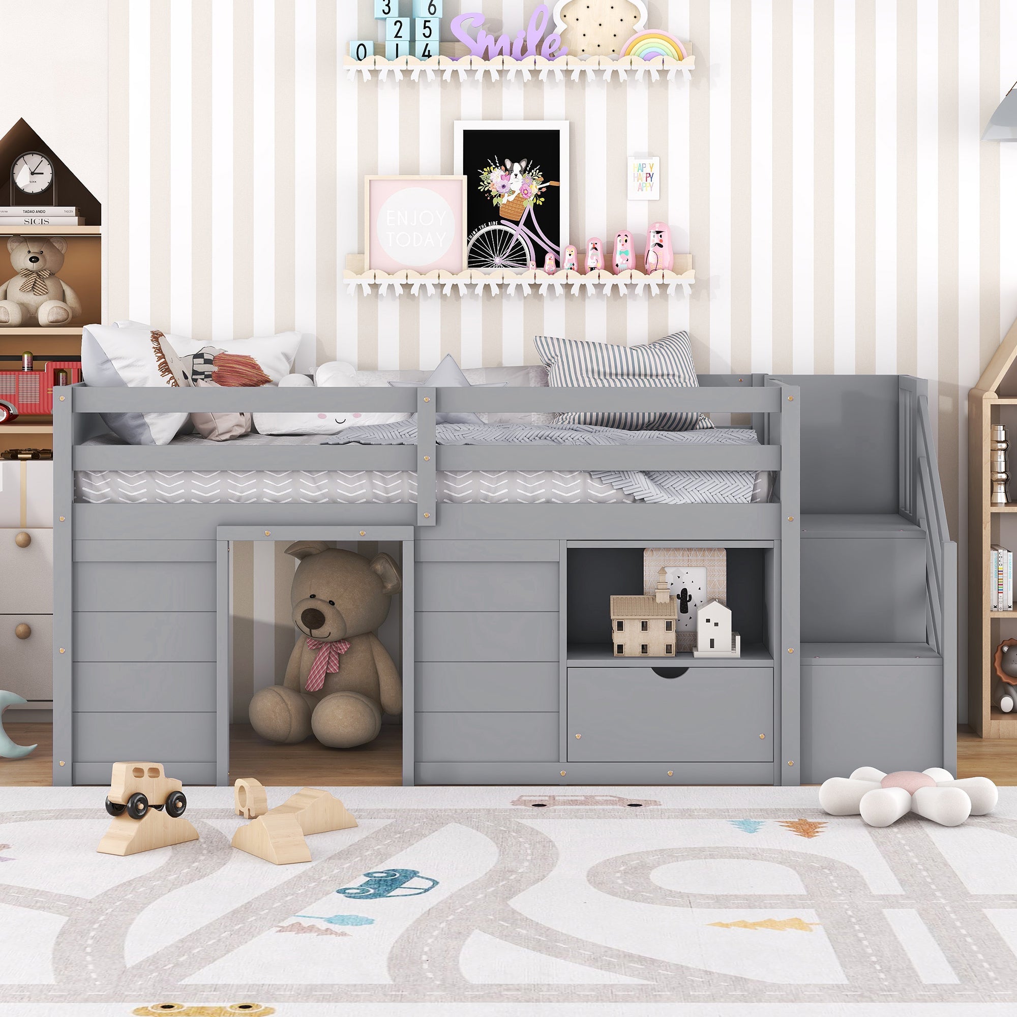 Solid Wood Twin Size Low Loft Bed