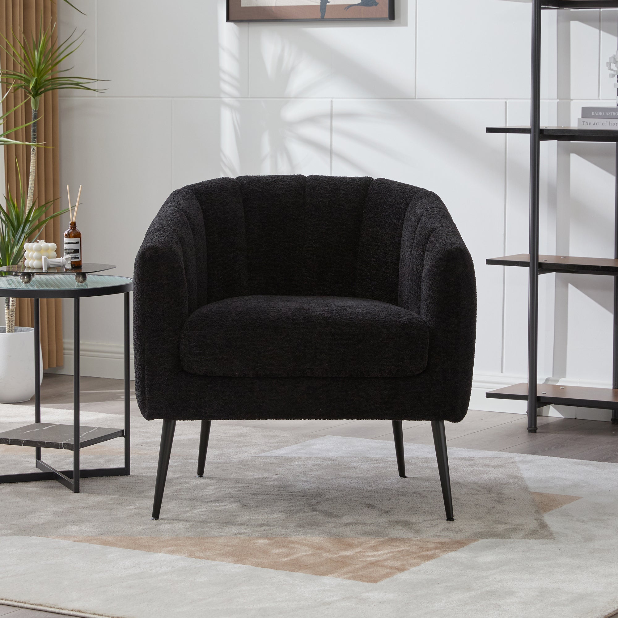 Modern Upholstered Chenille Vanity Barrel Accent Chair