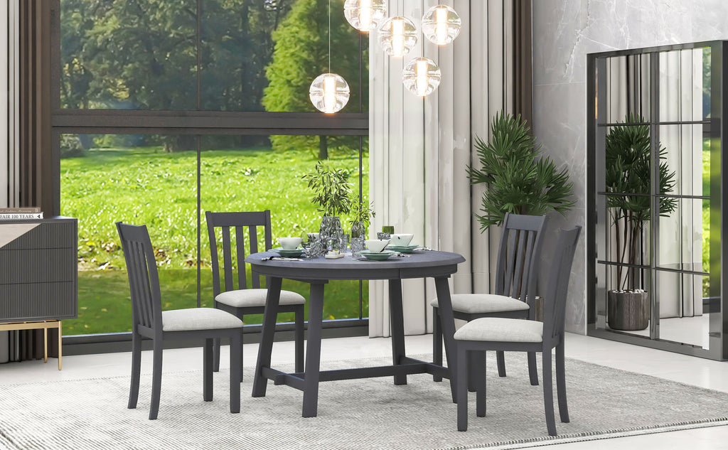 Modern Farmhouse 5-Piece Wood Dining Table Set