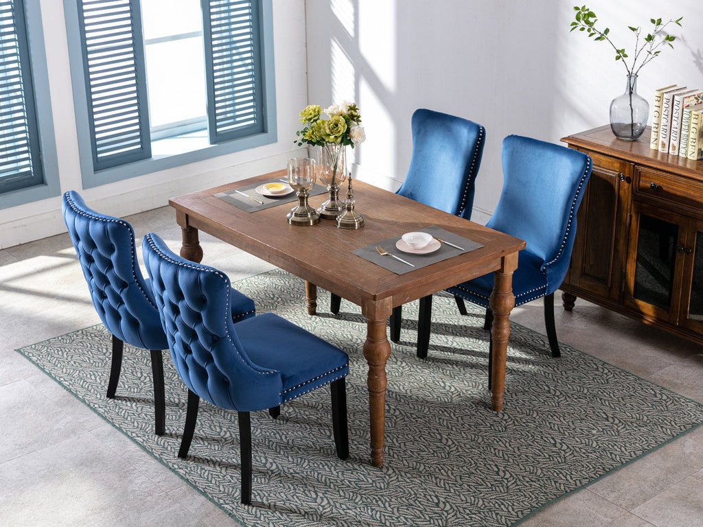 Modern Velvet Upholstered Wing-Back Dining Chairs (Set of 2)