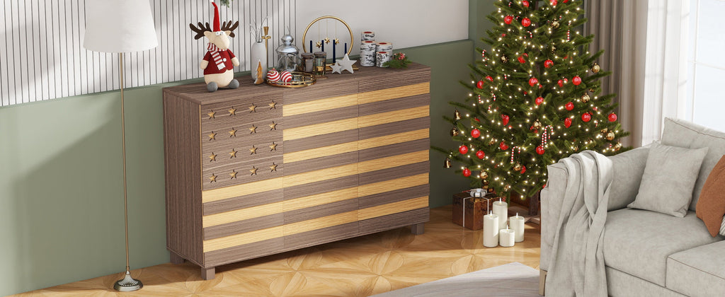 55' Buffet Sideboard Cabinet with Hand Carved Craftsmanship