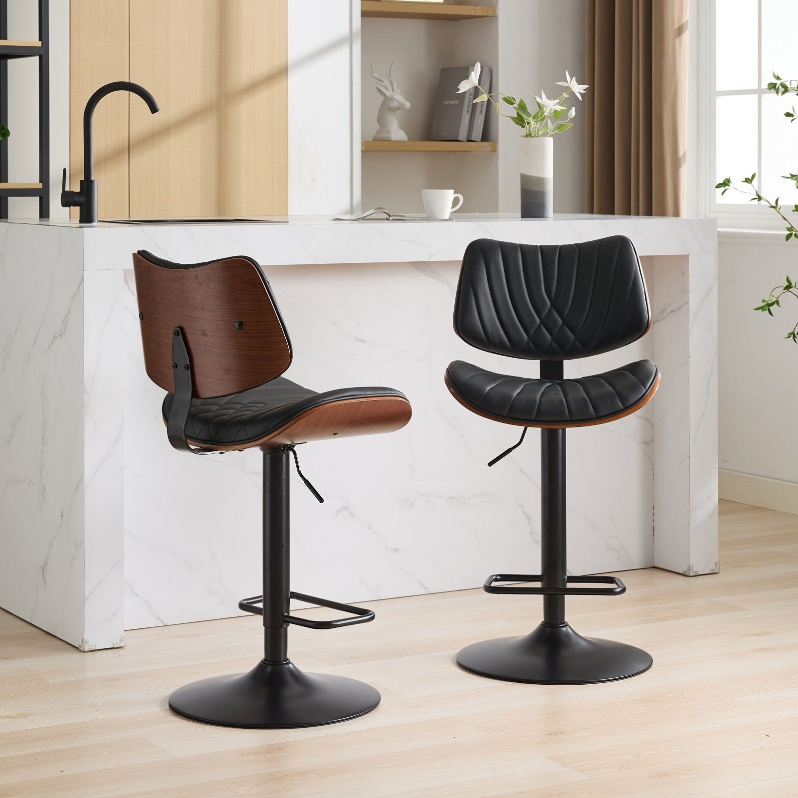 Mid Century Walnut Bentwood Bar Stools