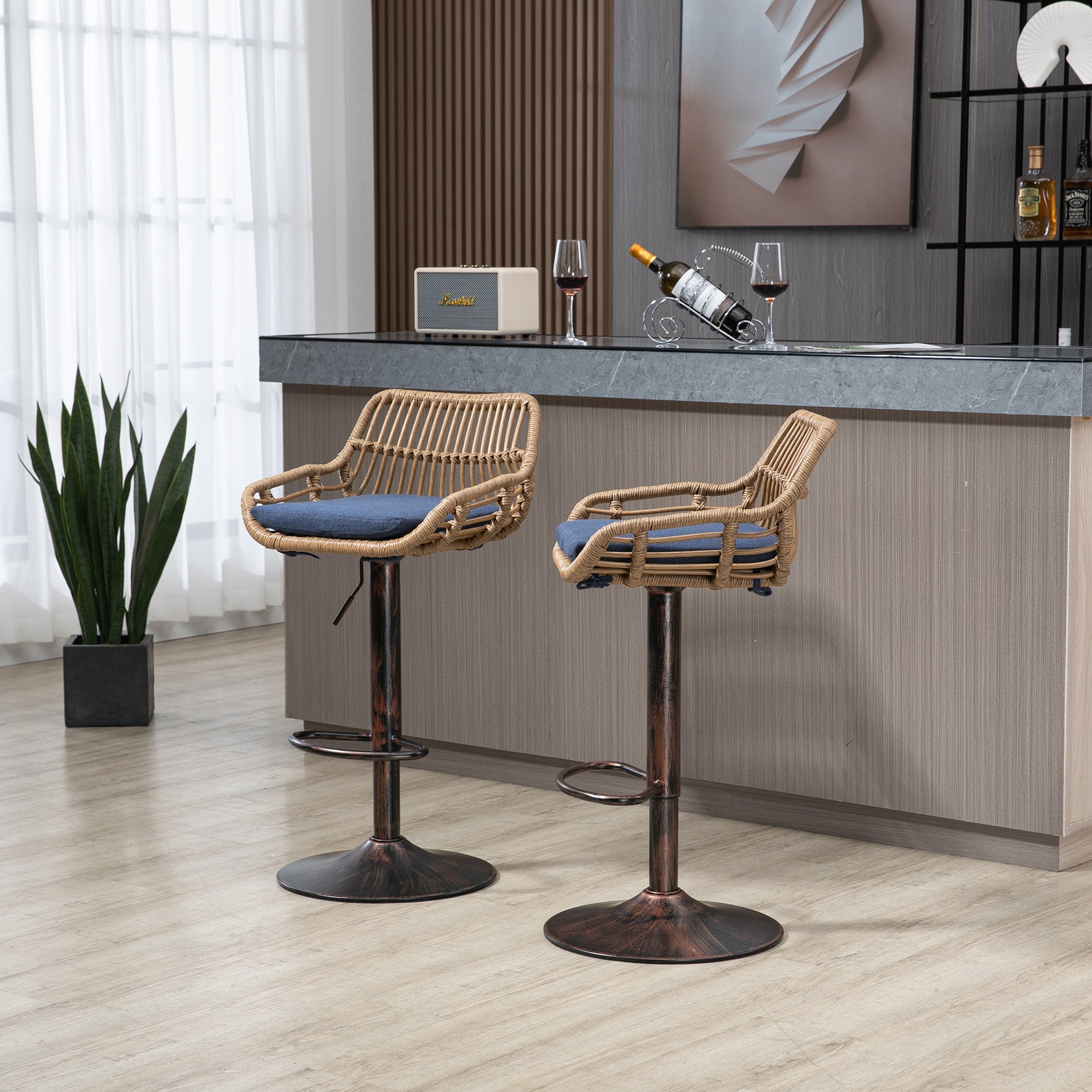 Modern Swivel Bar Stools (Set of 2)