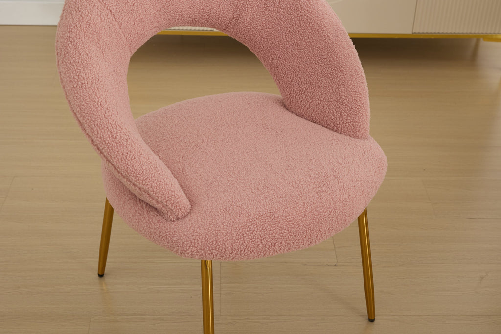 Velvet/Teddy Fabric Dining Chairs with Curved Backrest