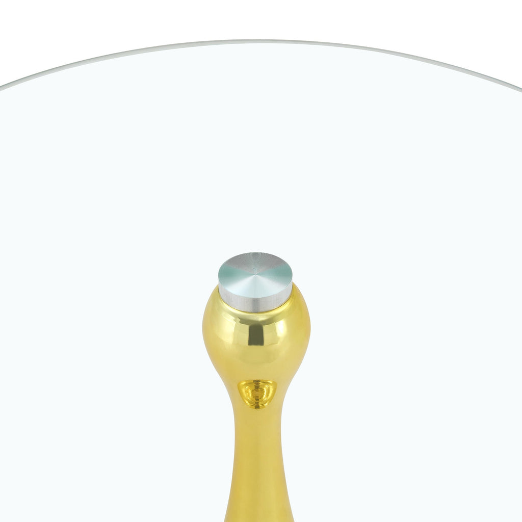 20" Small Luxury Metal Round Side Table with a Glass Top