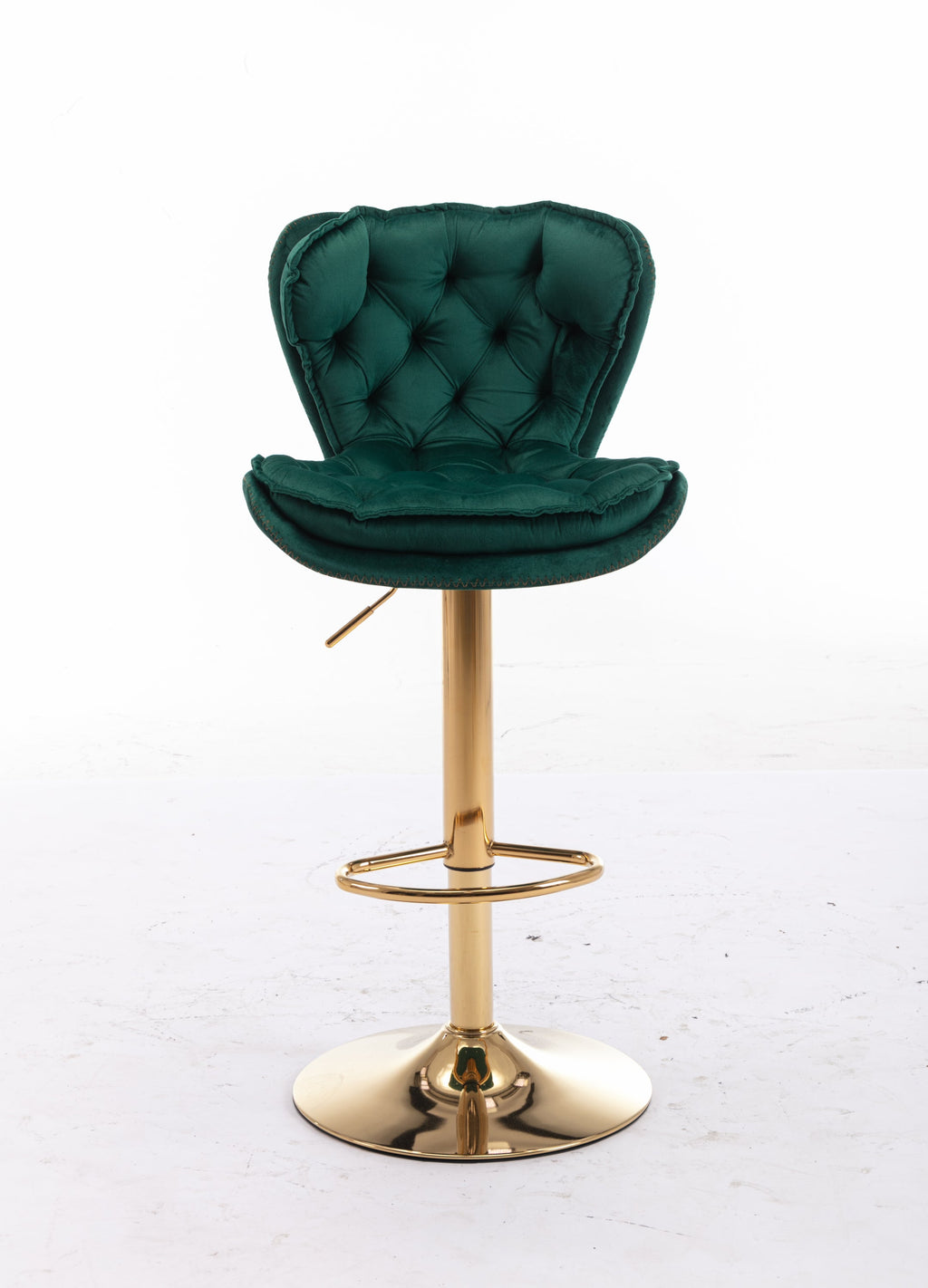 Velvet Bar Stools Set of 2 - Gold Base Adjustable Swivel Counter