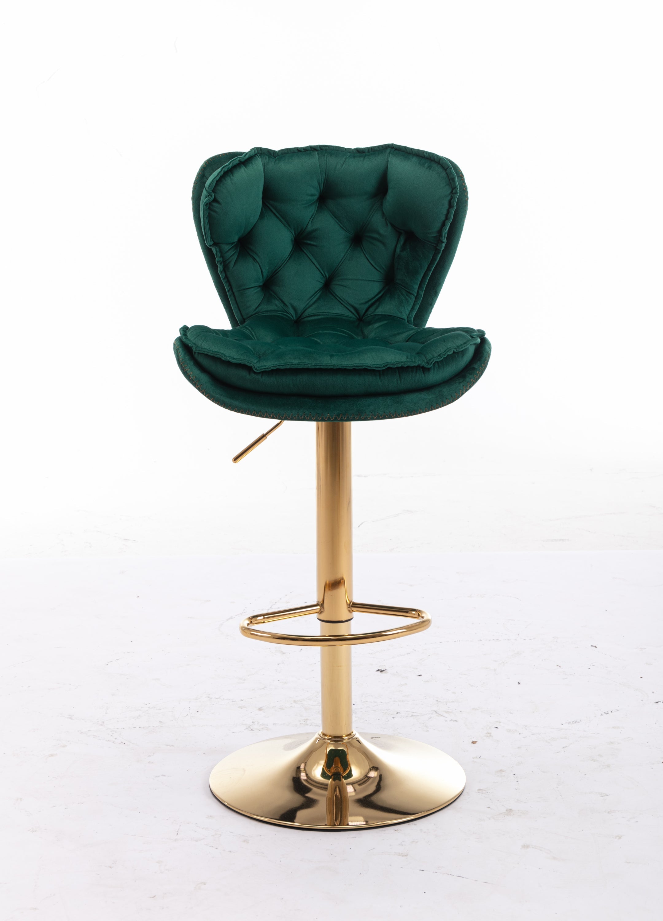 Velvet Bar Stools Set of 2 - Gold Base Adjustable Swivel Counter