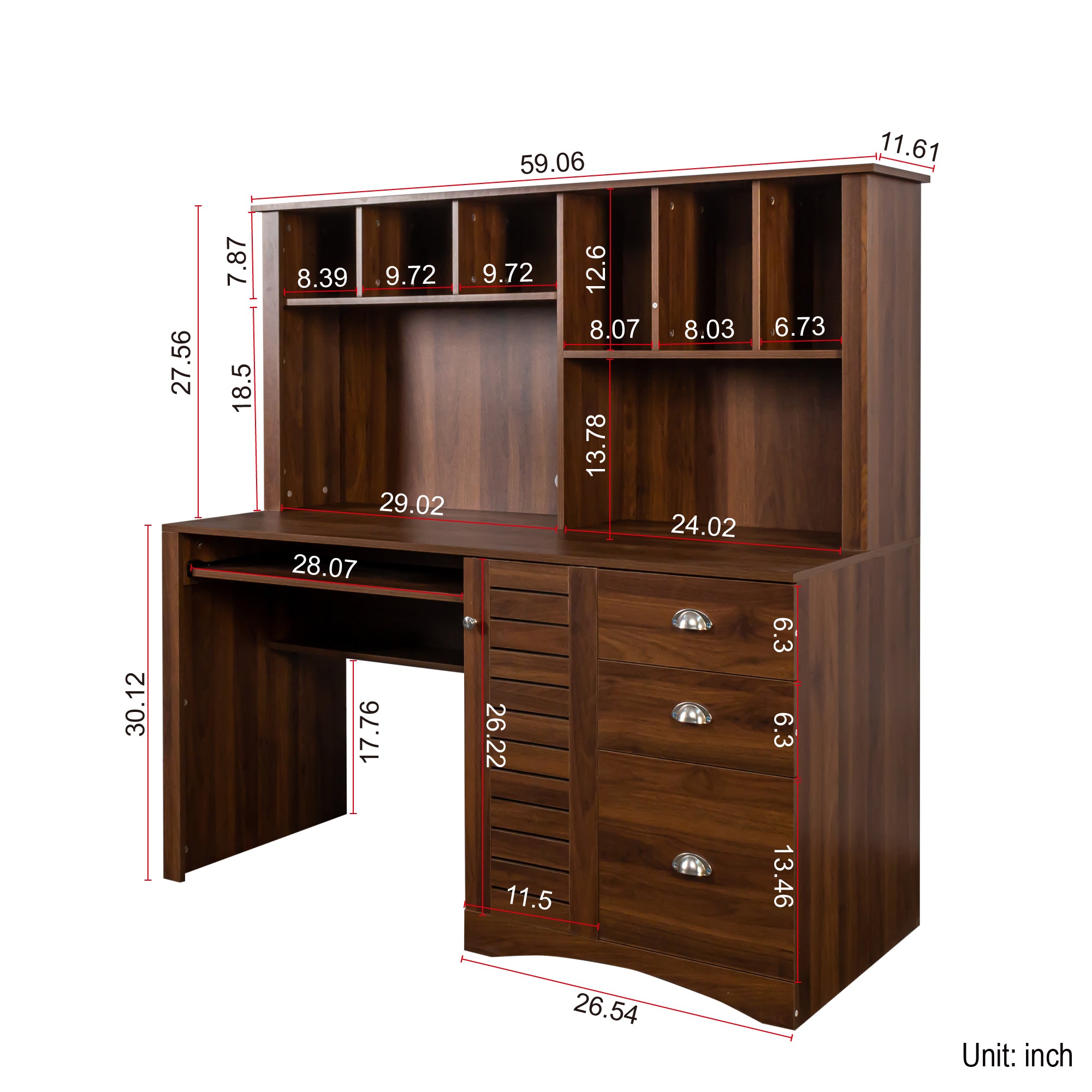 Home Office Computer Desk with Hutch