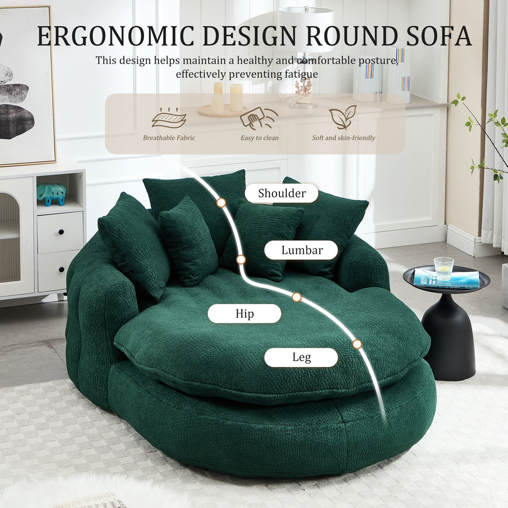 Oversized Oval Upholstered Bean Bag Sofa