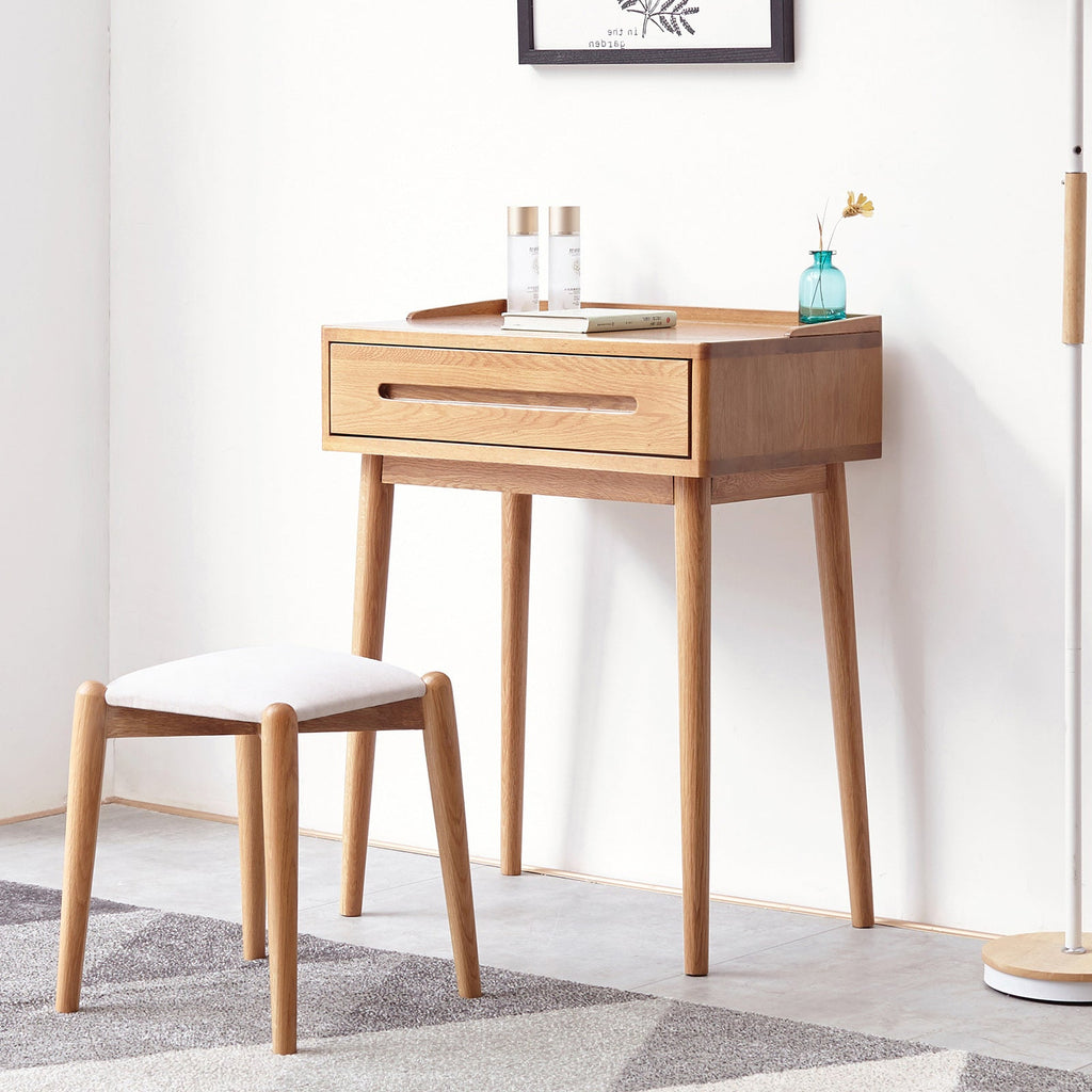 Solid Oak Desk Table with Storage Drawer