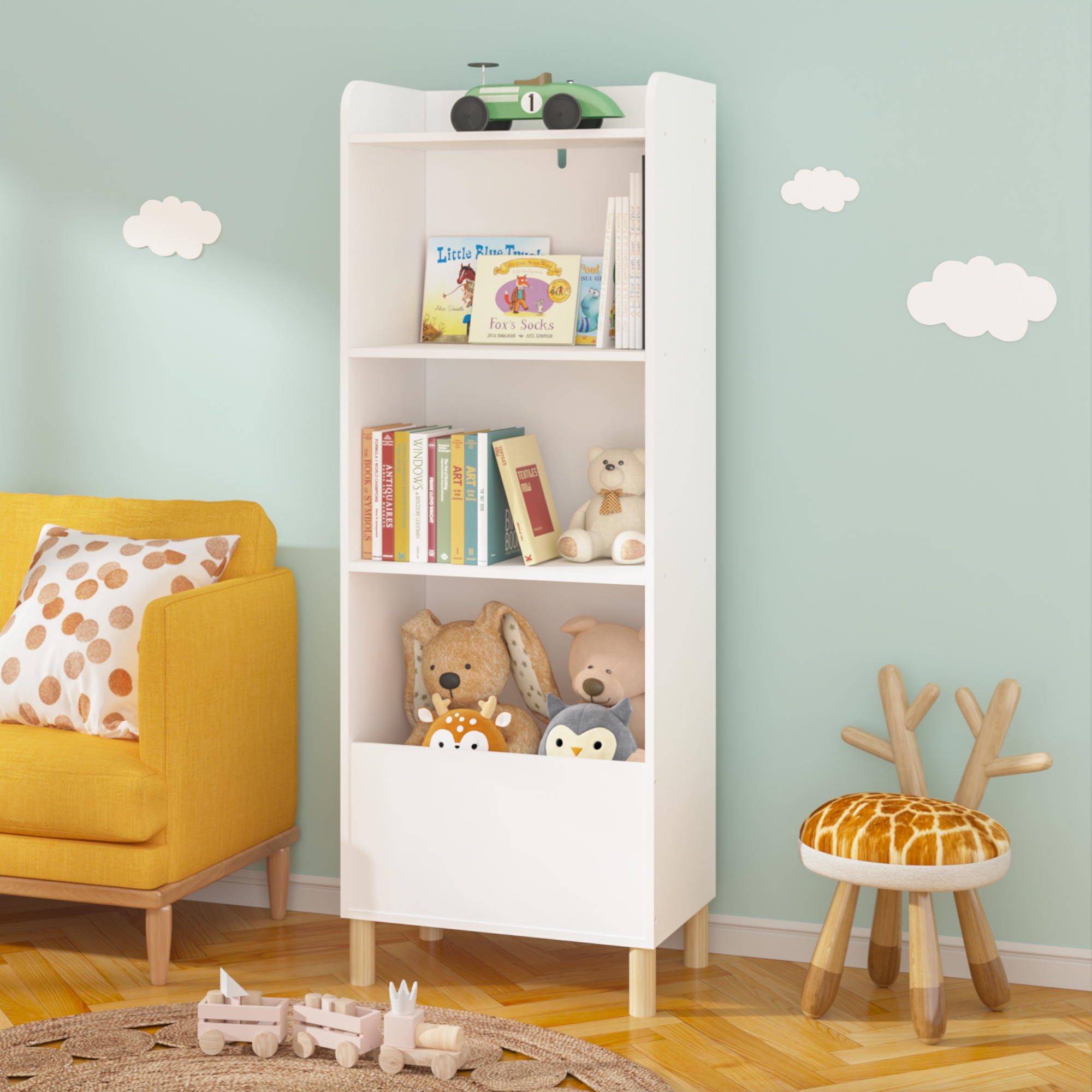 Kids 4-Tier Toy Storage Cabinet