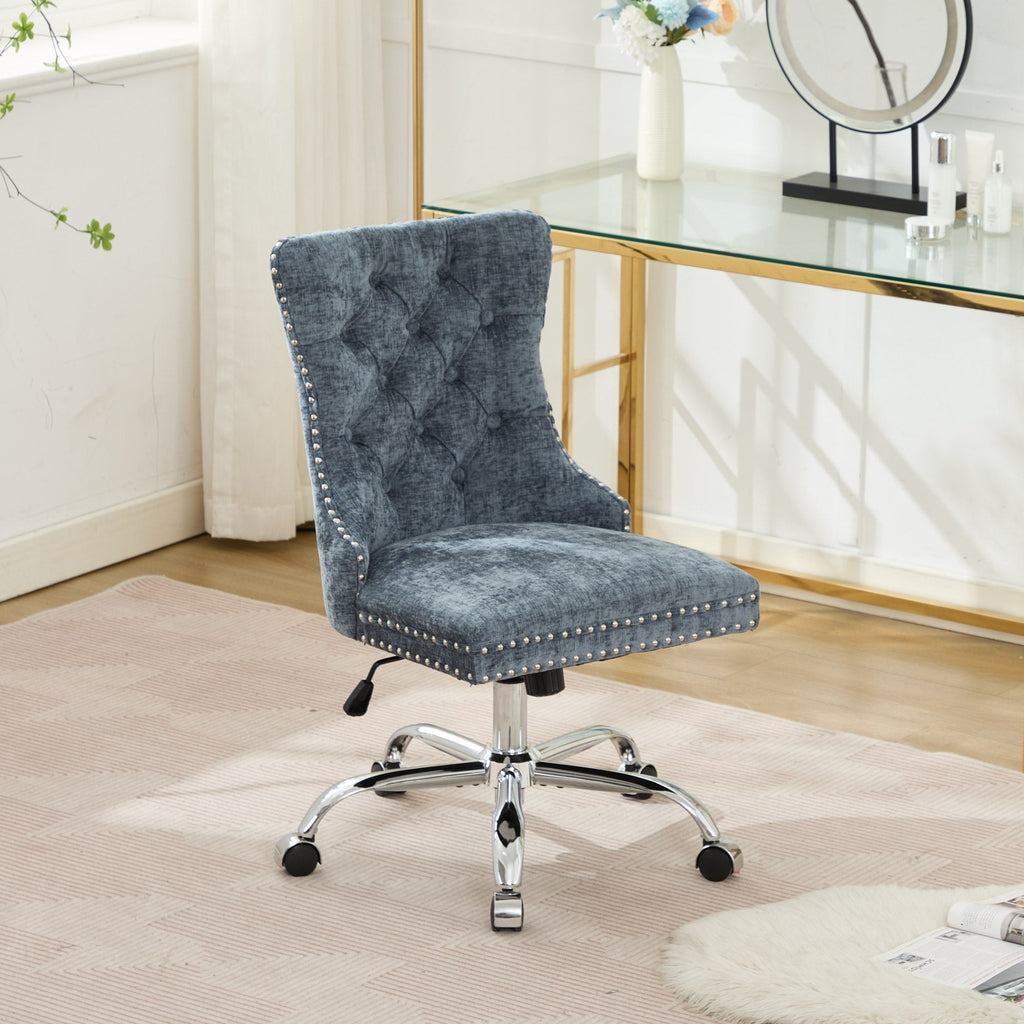 Modern Chenille Upholstered Tufted Button Home Office Chair