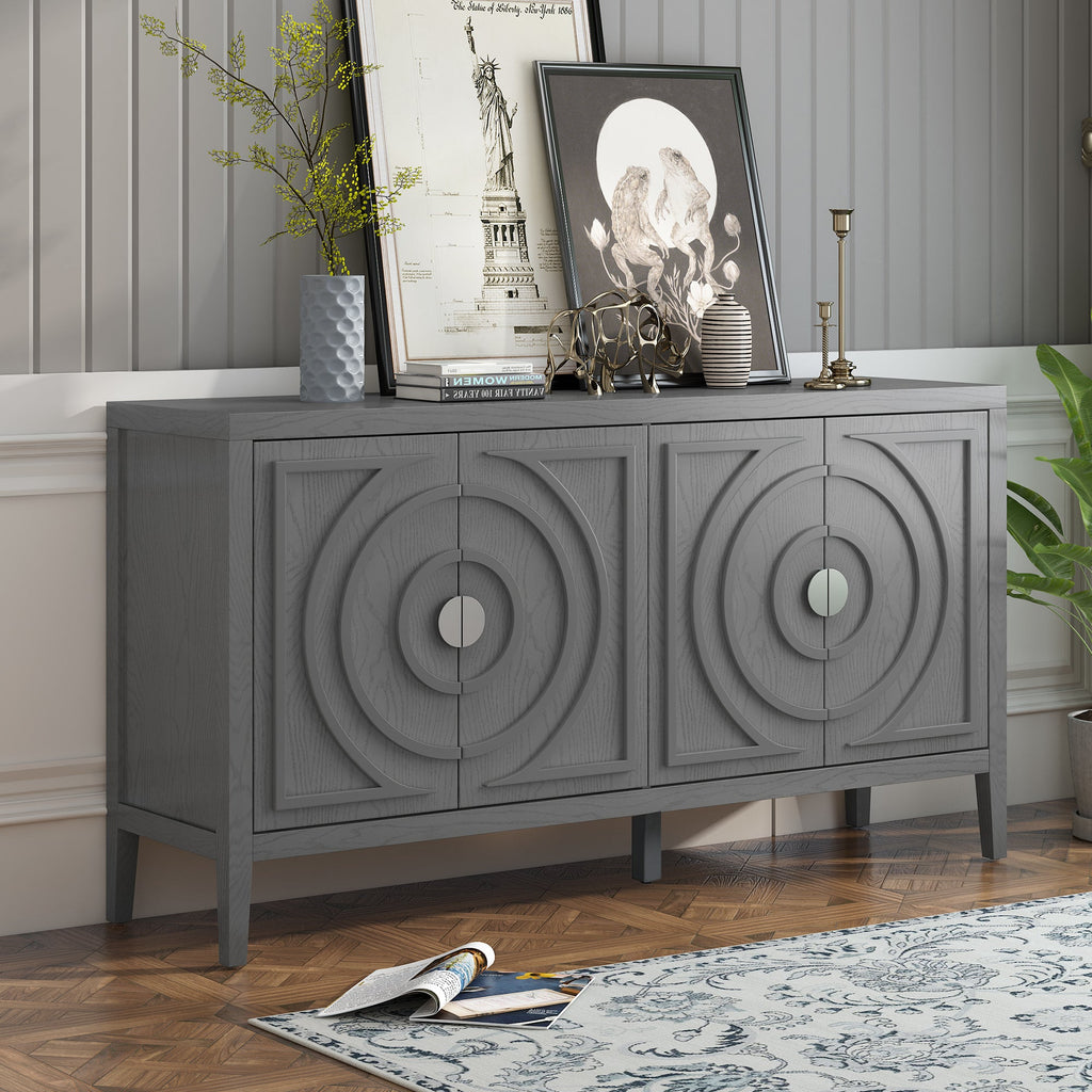 60" Circular Groove Design Sideboard Door for Living Room