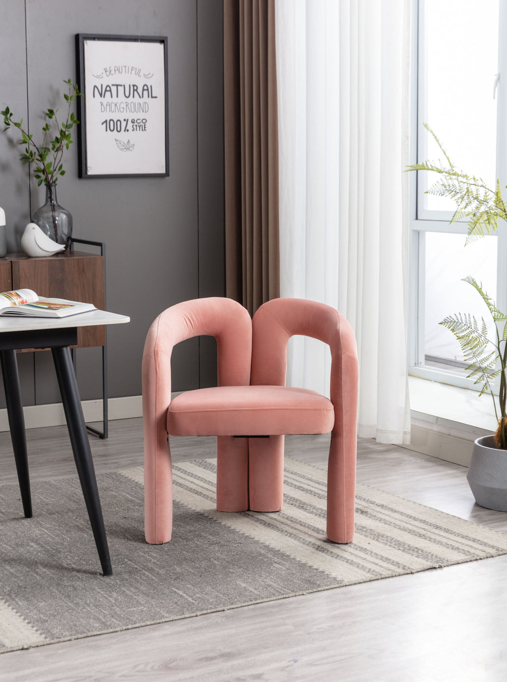 Contemporary Velvet Fabric Upholstered Accent Side Chairs (Set of 2)