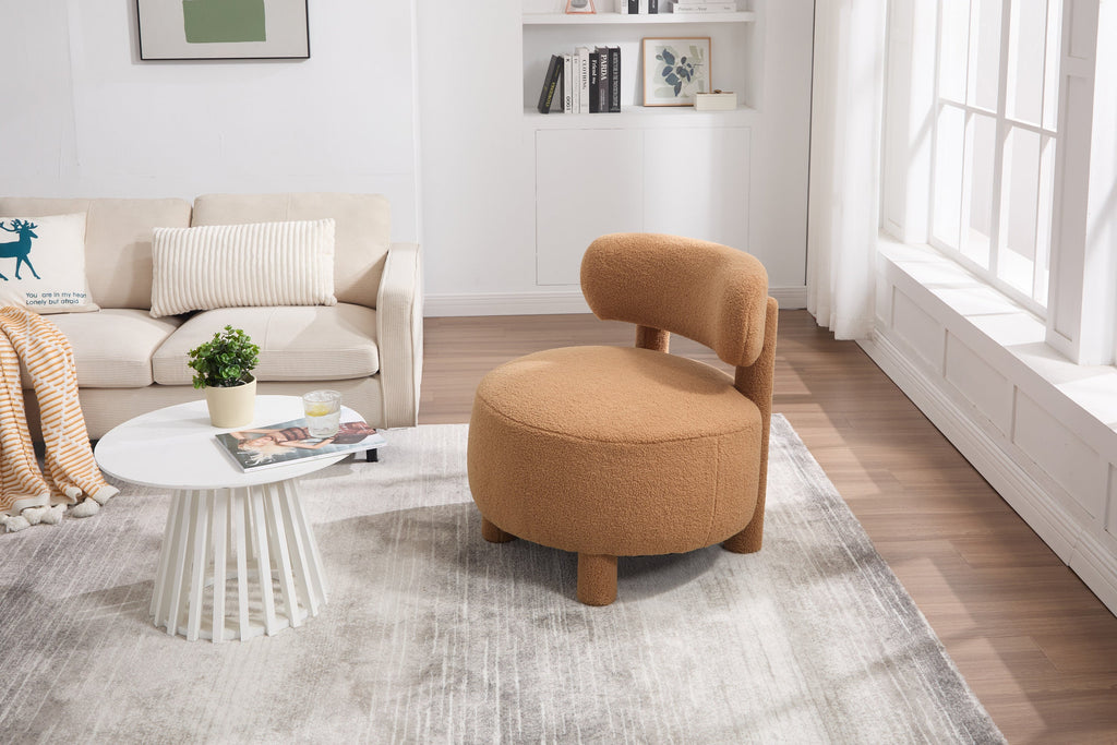 Fur/Teddy Fabric Armless Accent Chair with Curved Backrest