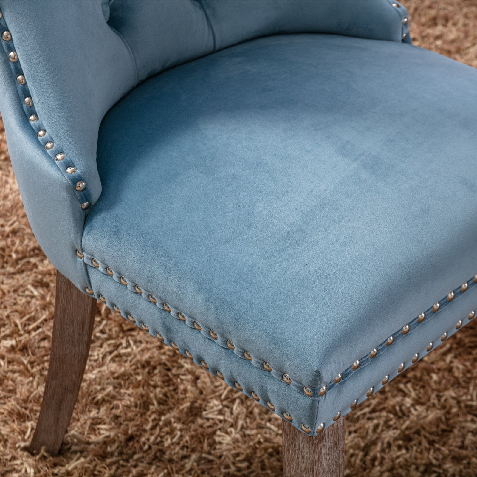 Modern High-end Tufted Solid Wood Velvet Dining Chair(Set of 2)