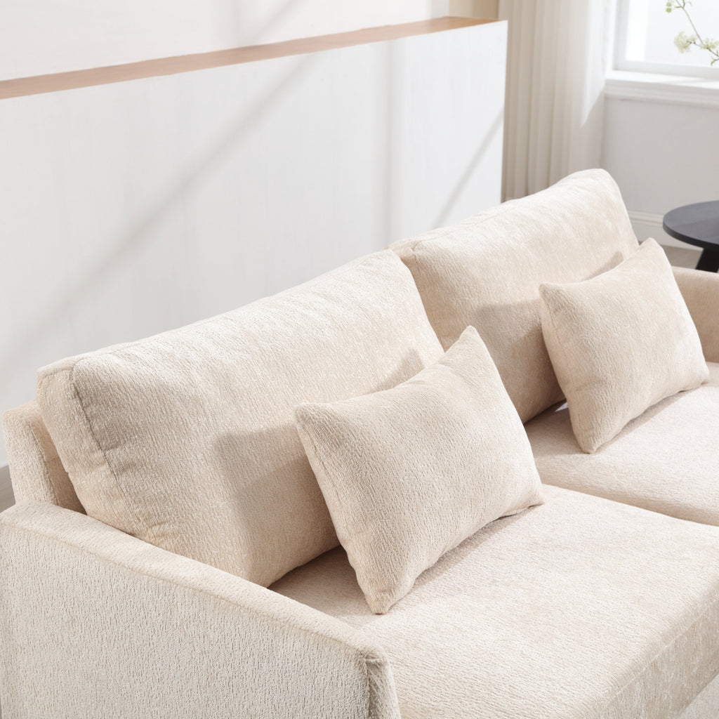Mid Century Modern Chenille Fabric Loveseat Sofa