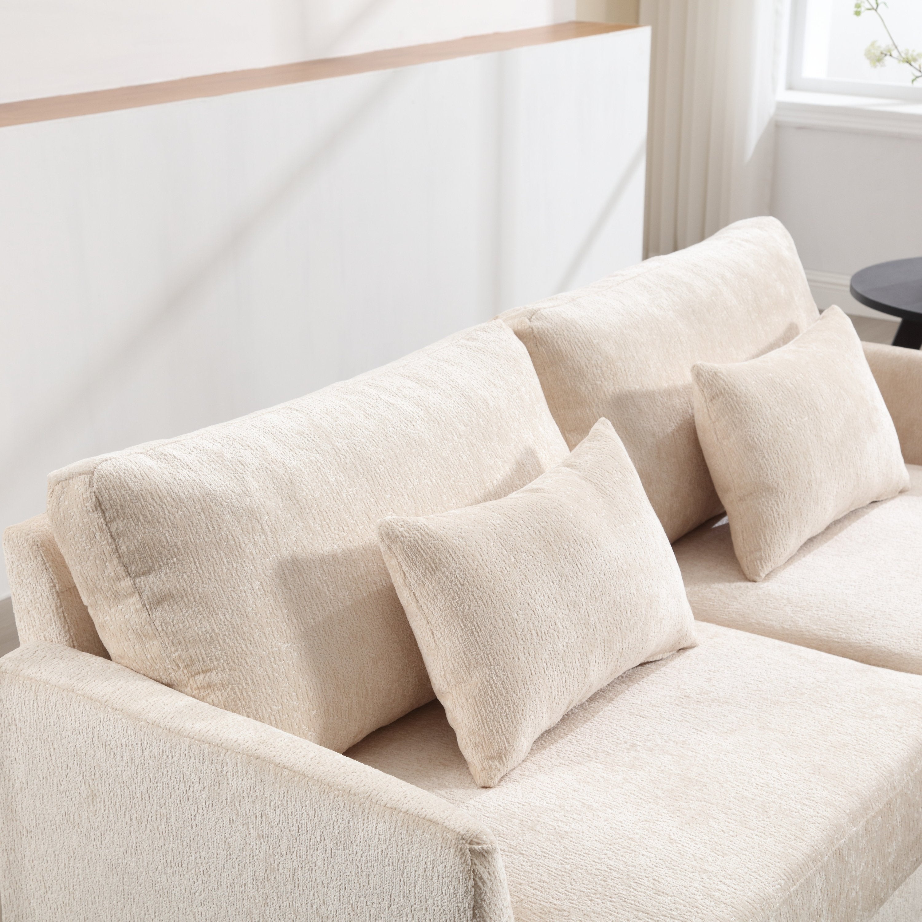 Mid Century Modern Chenille Fabric Loveseat Sofa