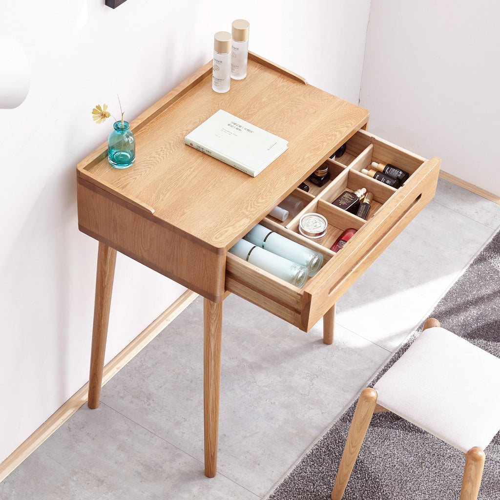 Solid Oak Desk Table with Storage Drawer