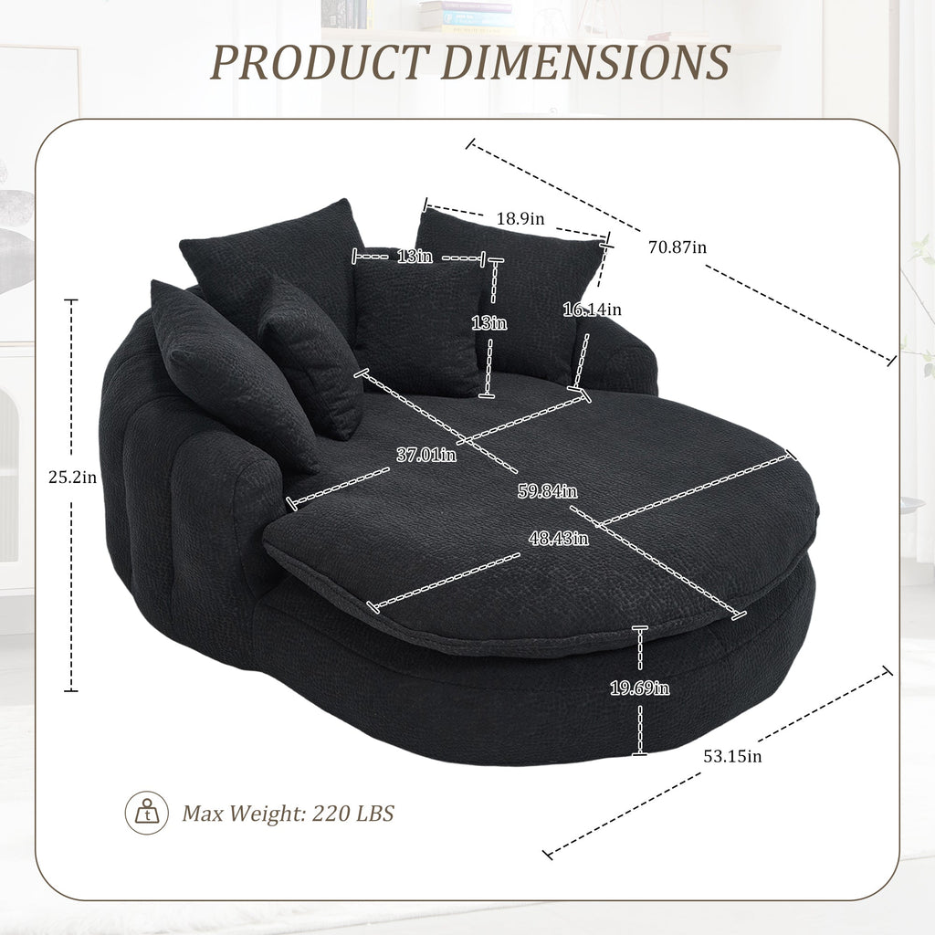 Oversized Oval Upholstered Bean Bag Sofa