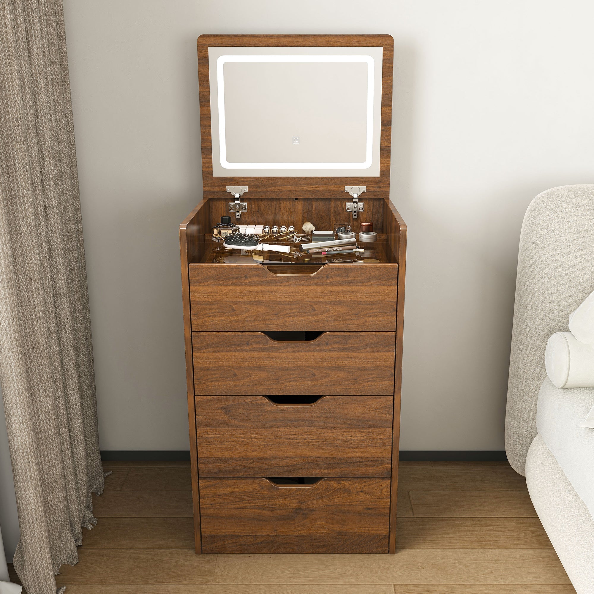 18.9'L 3-in-1 Vanity Desk with Lighted Mirror & Stool