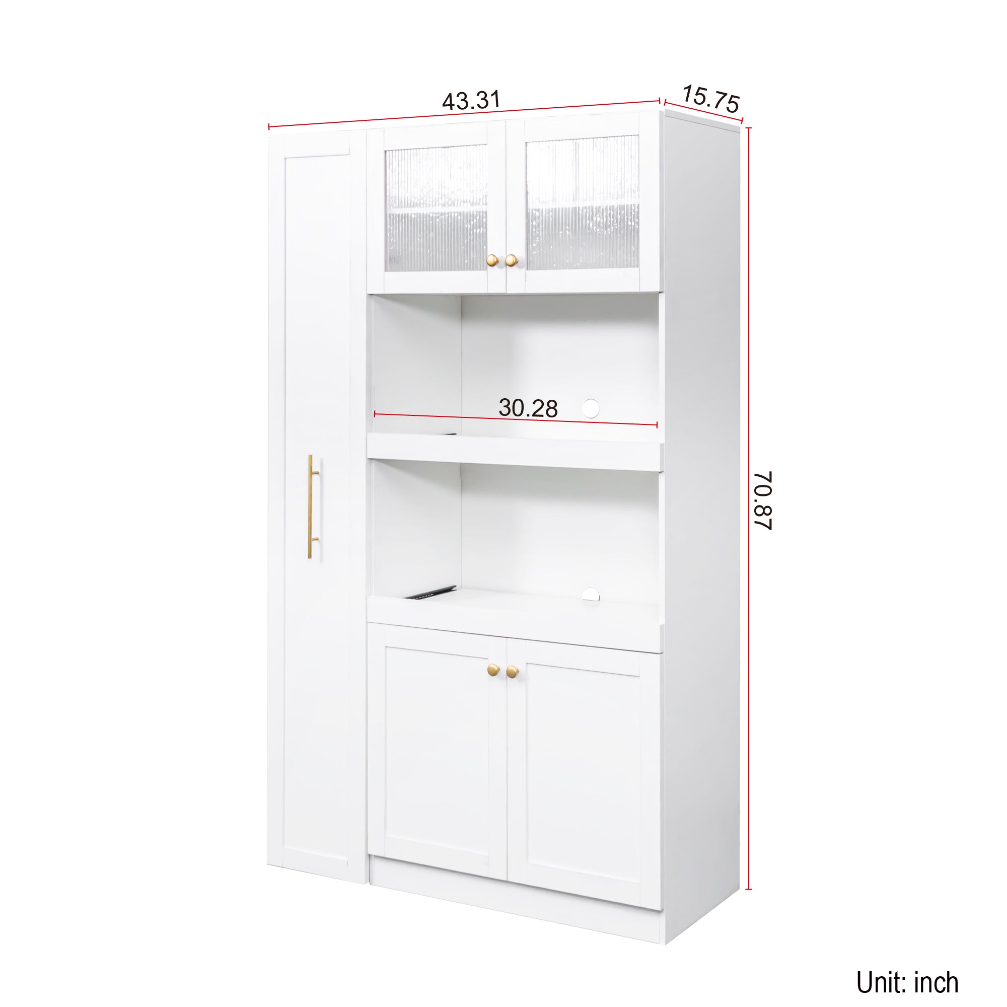 Farmhouse Pantry Organizers Cabinet with 4 Doors