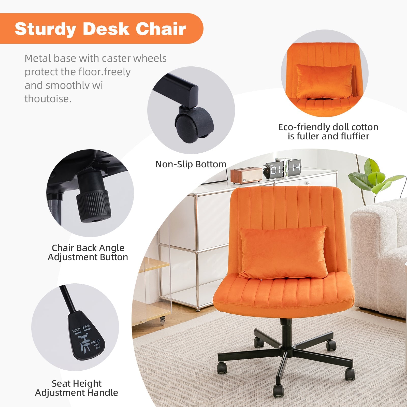 Criss Cross Armless Office Chair with Wheels