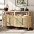 Bohemian Style Rattan Storage Cabinet with 3-position Adjustable Shelves