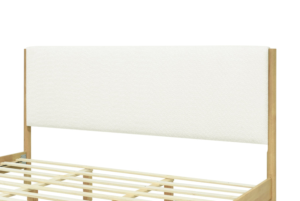 Modern White Boucle Upholstered Bed