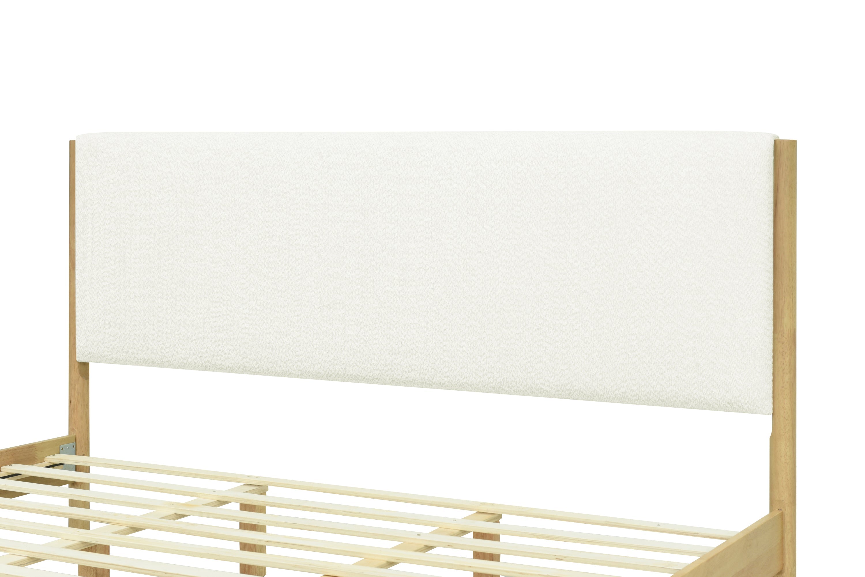 Modern White Boucle Upholstered Bed