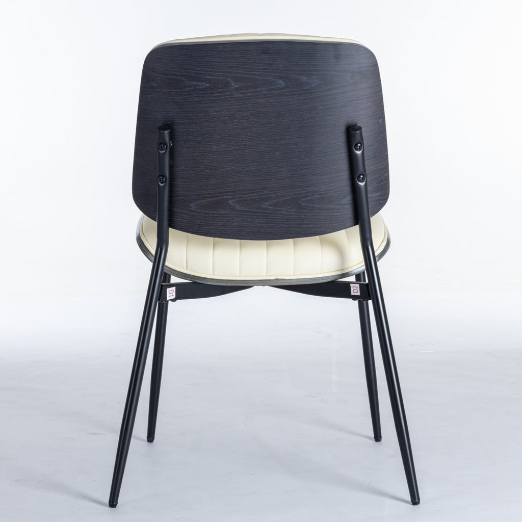 Mid Century Modern Retro Faux Leather Dining Chairs with Walnut Bentwood (Set of 2)