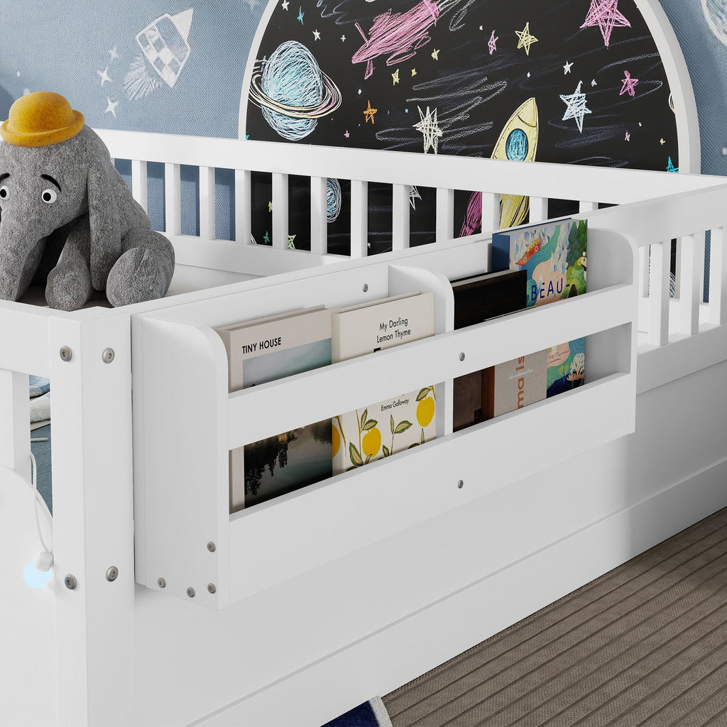 Twin/Full Montessori Floor Kids Bed Frame with High Rails