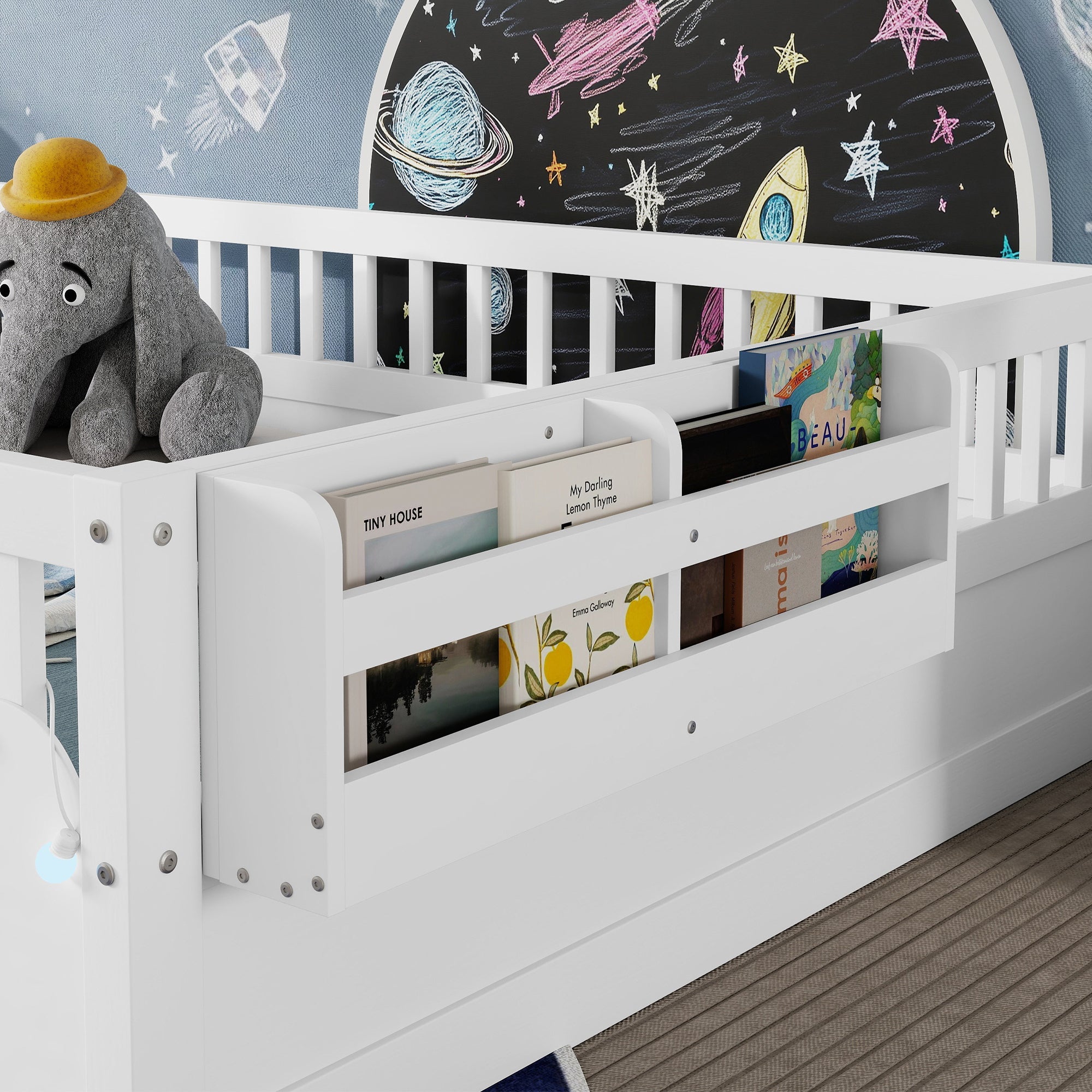 Twin/Full Montessori Floor Kids Bed Frame with High Rails