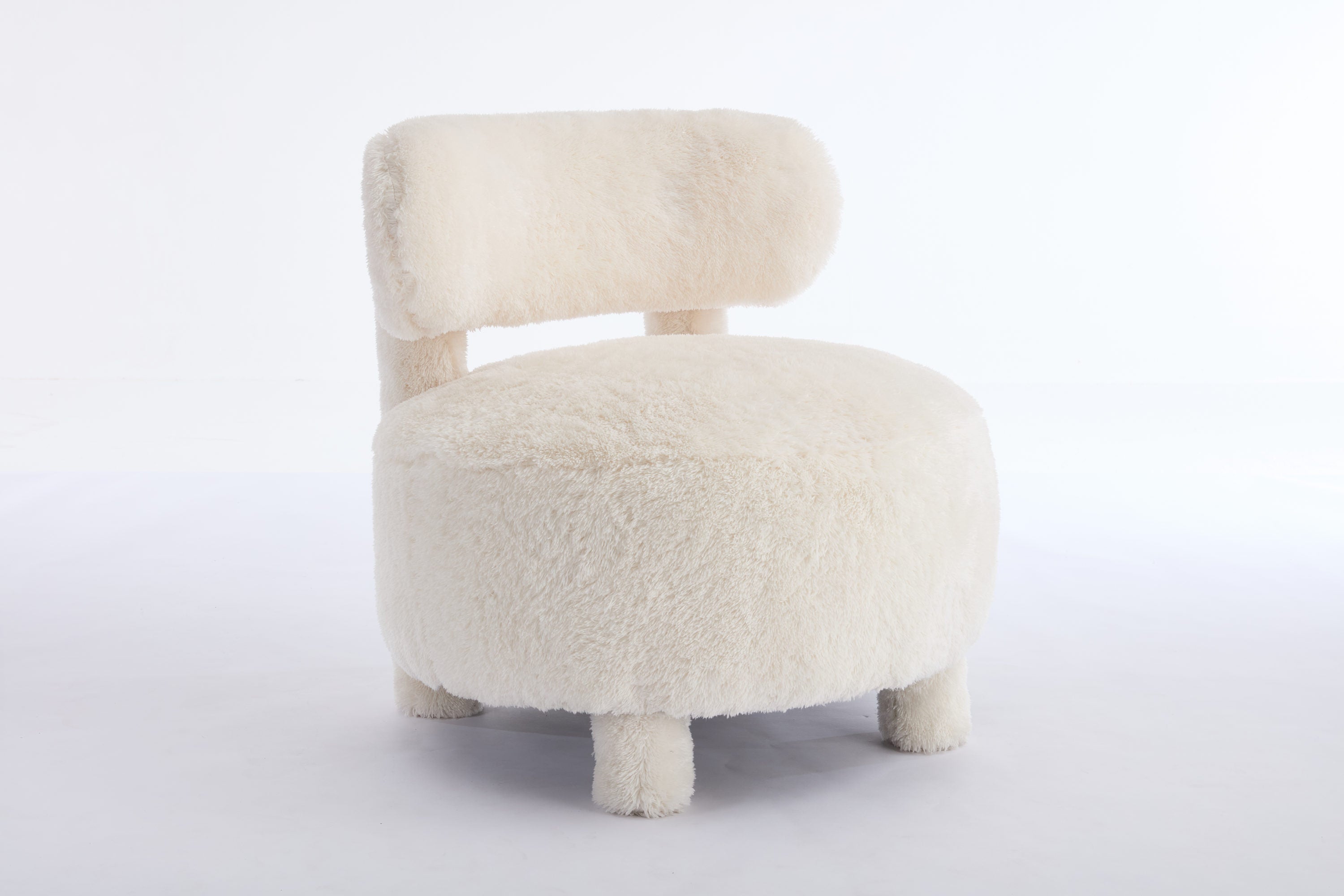 Fur/Teddy Fabric Armless Accent Chair with Curved Backrest