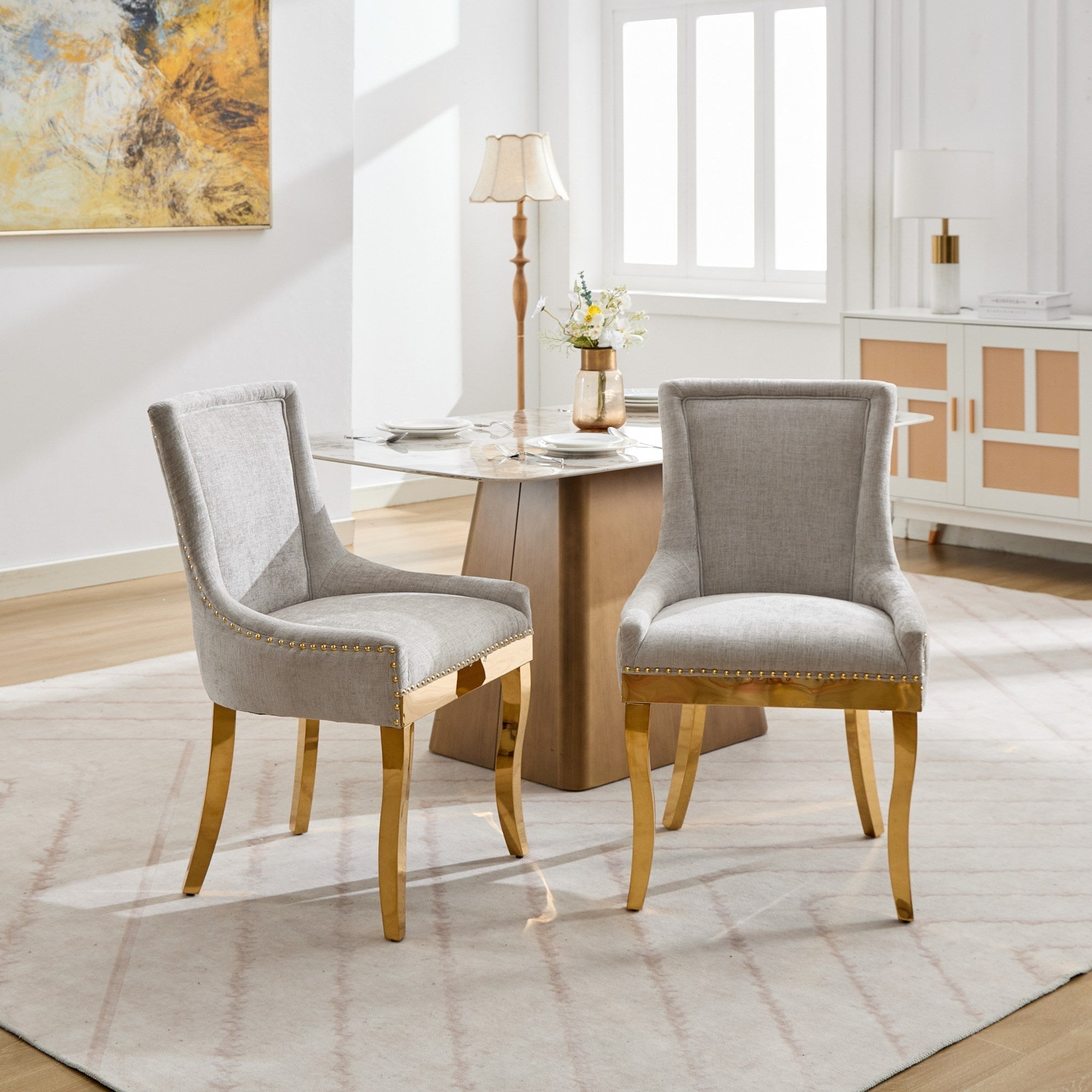 Modern Style Chenille Dining Chairs (Set of 2)