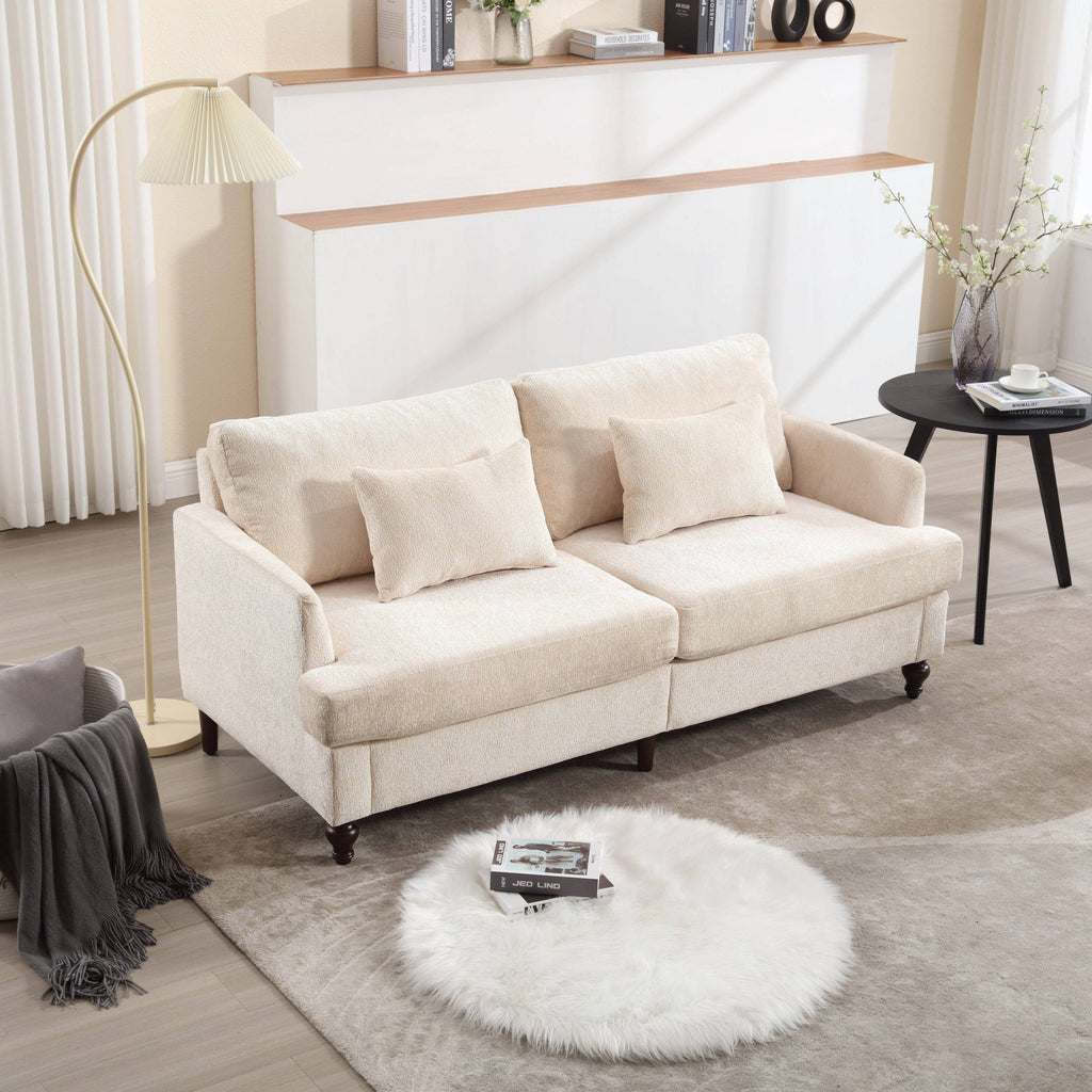 Mid Century Modern Chenille Fabric Loveseat Sofa