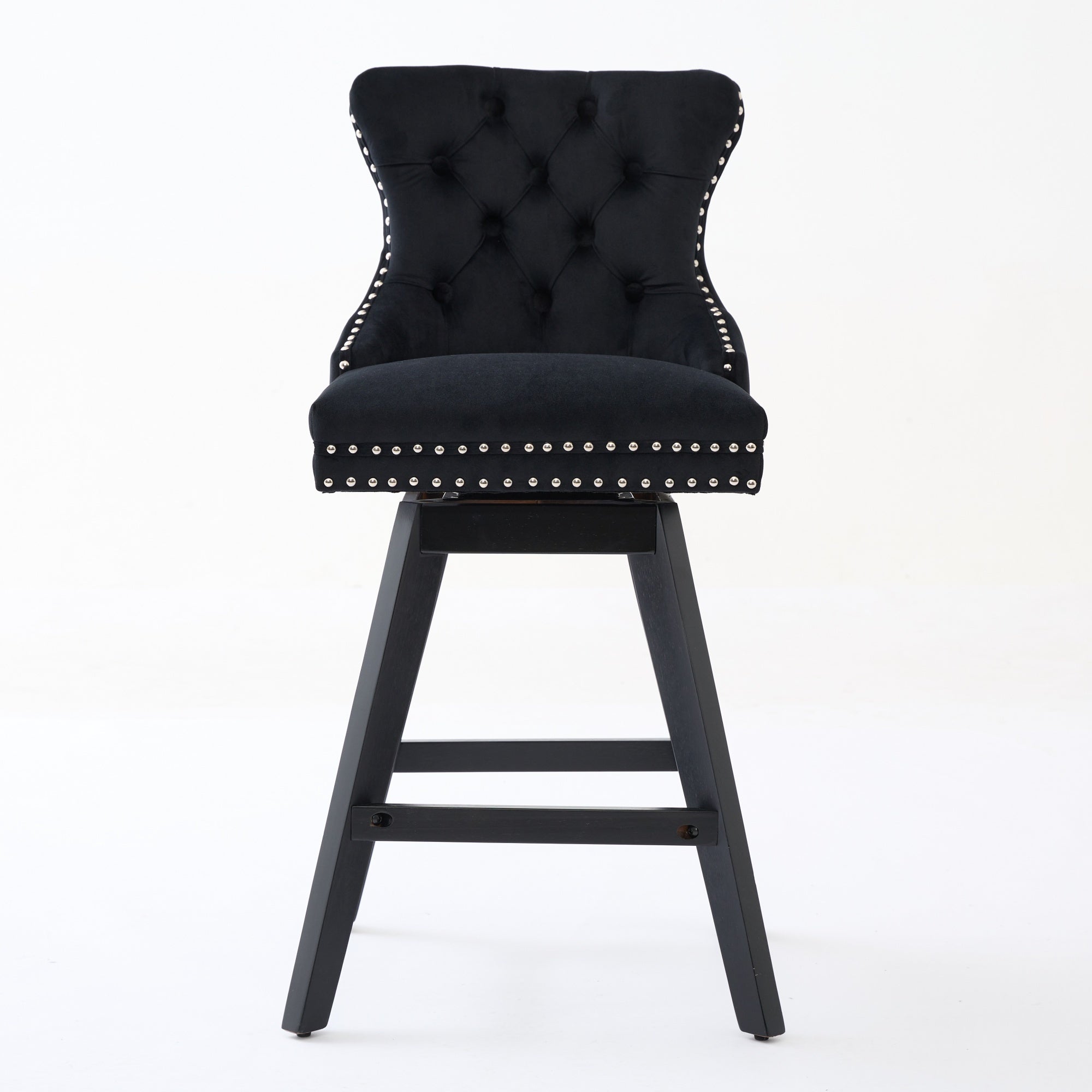 Swivel Velvet Barstools with Button Tufted Decoration (Set of 2)
