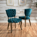 Traditional European Style Tufted Velvet Dining Chairs（Set of 2）