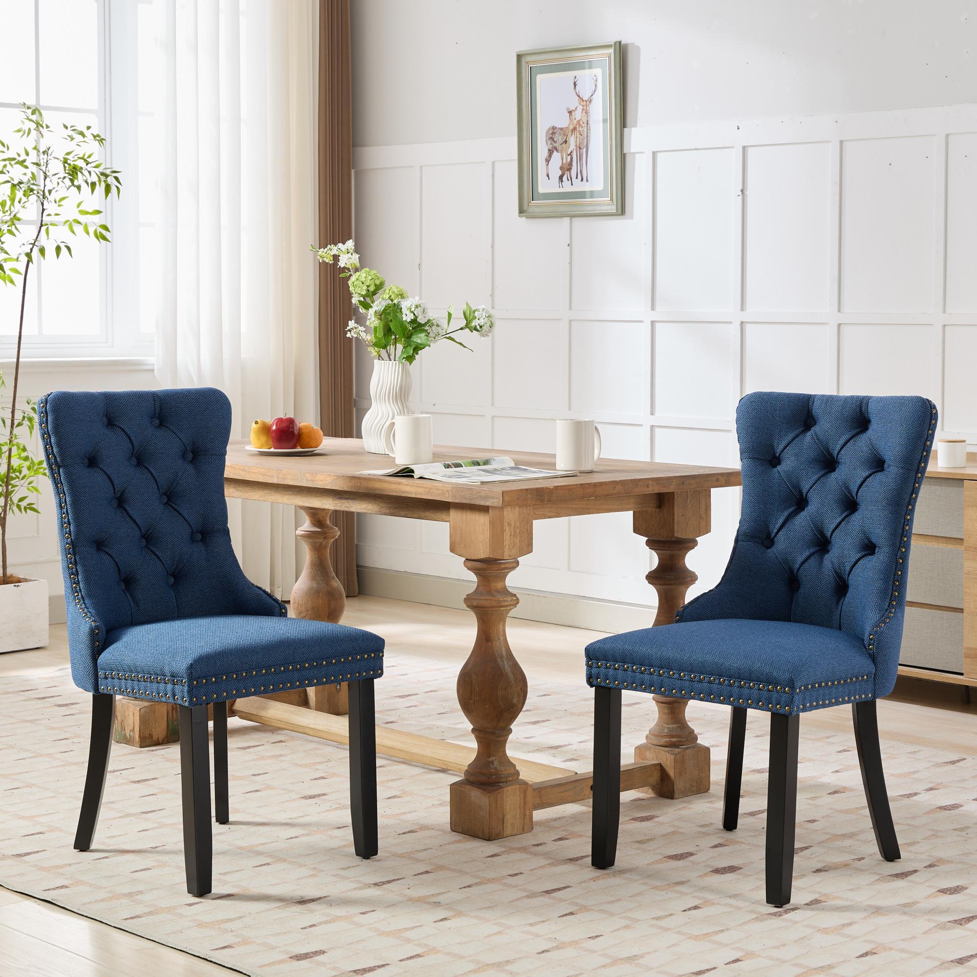 Linen Contemporary Tufted Flax Upholstered Dining Chairs (Set of 2)