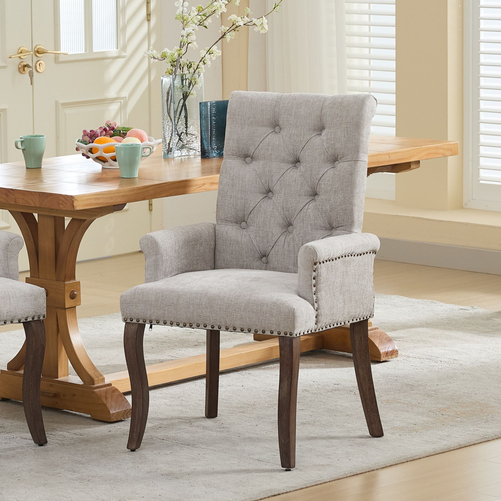 Elegant Upholstered Chenille Fabric Accent Dining Chair