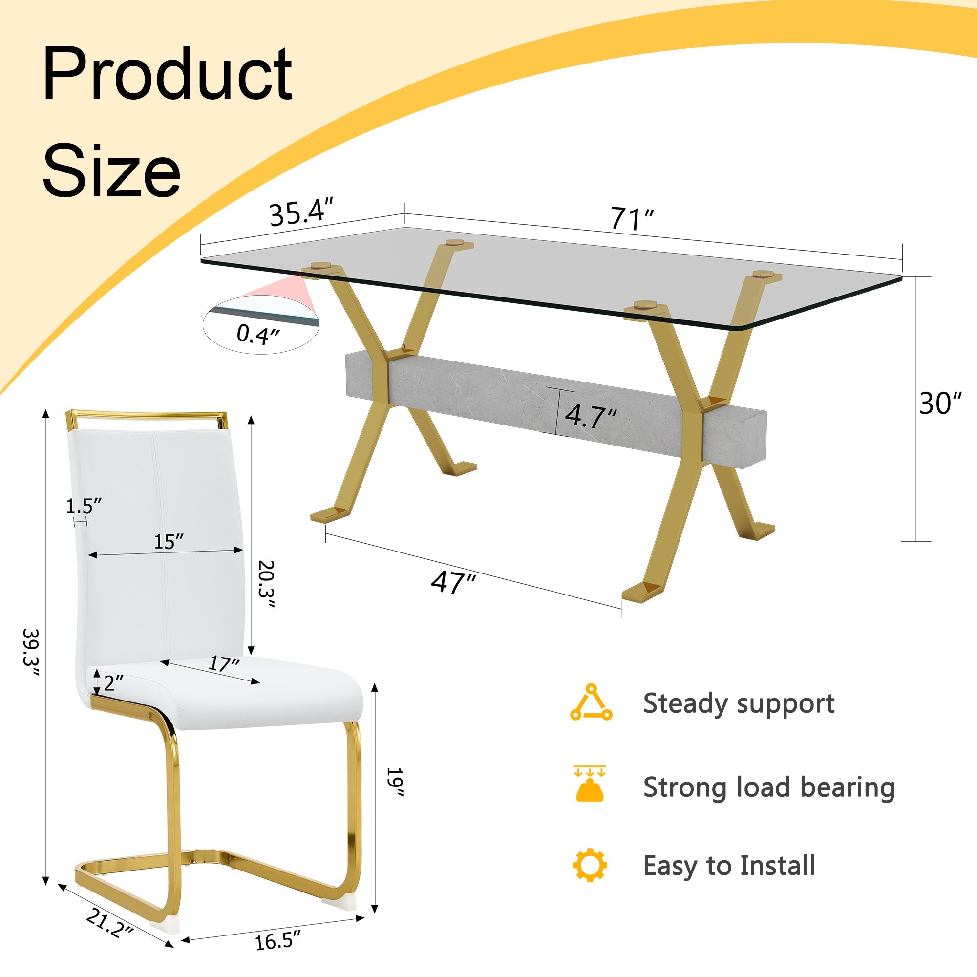 Elegant Transparent Tempered Glass Dining Set